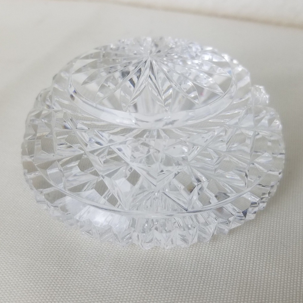 Sculptured Crystal Round Faceted Paperweight Ireland Over 30% Lead Diamond Cut